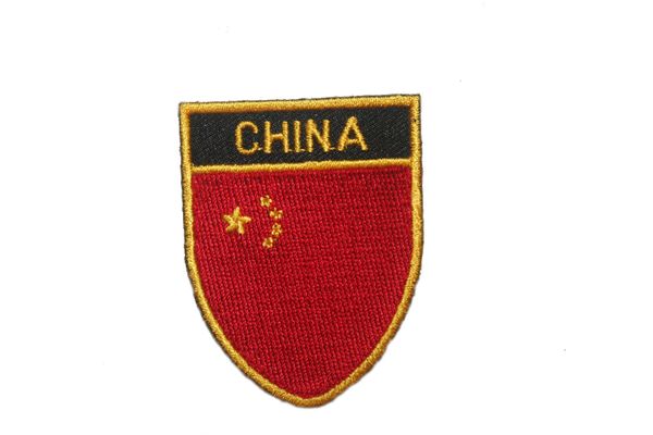 CHINA COUNTRY FLAG OVAL SHIELD EMBROIDERED IRON ON PATCH CREST BADGE .. SIZE : 2" X 2.5" INCHES .. NEW