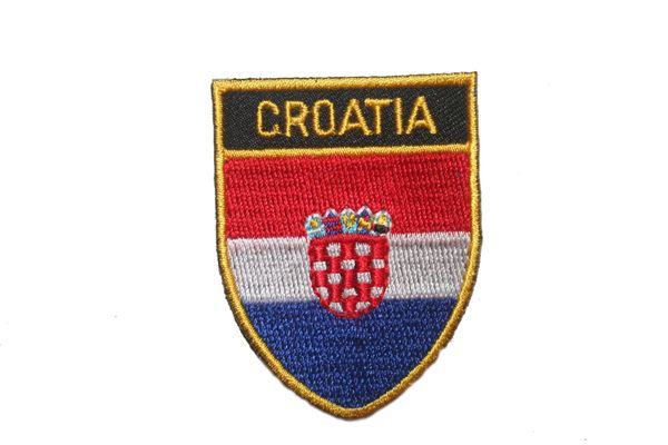 CROATIA COUNTRY FLAG OVAL SHIELD EMBROIDERED IRON ON PATCH CREST BADGE .. SIZE : 2" X 2.5" INCHES .. NEW