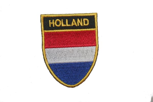 HOLLAND COUNTRY FLAG OVAL SHIELD EMBROIDERED IRON ON PATCH CREST BADGE .. SIZE : 2" X 2.5" INCHES .. NEW
