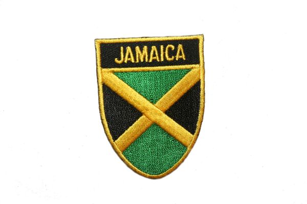 JAMAICA COUNTRY FLAG OVAL SHIELD EMBROIDERED IRON ON PATCH CREST BADGE .. SIZE : 2" X 2.5" INCHES .. NEW