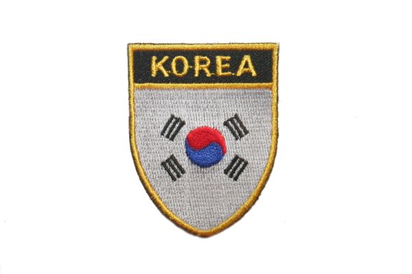 SOUTH KOREA COUNTRY FLAG OVAL SHIELD EMBROIDERED IRON ON PATCH CREST BADGE .. SIZE : 2" X 2.5" INCHES .. NEW
