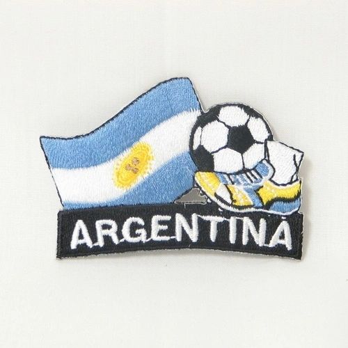 ARGENTINA FIFA SOCCER WORLD CUP , KICK COUNTRY FLAG EMBROIDERED IRON ON PATCH CREST BADGE .. SIZE : 2" x 1.75" INCHES .. NEW