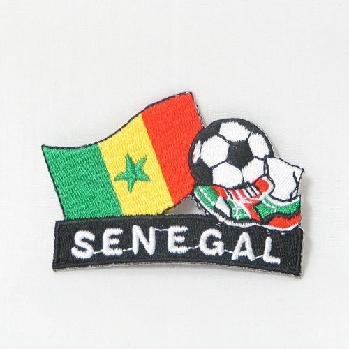 SENEGAL FIFA SOCCER WORLD CUP , KICK COUNTRY FLAG EMBROIDERED IRON ON PATCH CREST BADGE .. SIZE : 2" x 1.75" INCHES .. NEW