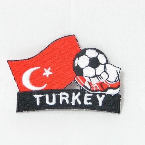 TURKEY FIFA SOCCER WORLD CUP , KICK COUNTRY FLAG EMBROIDERED IRON ON PATCH CREST BADGE .. SIZE : 2" x 1.75" INCHES .. NEW