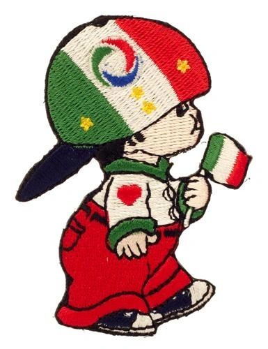 ITALY SOCCER WORLD CUP FIGC LOGO LITTLE BOY COUNTRY FLAG EMBROIDERED IRON ON PATCH CREST BADGE .. SIZE : 3" x 2" INCHES .. NEW
