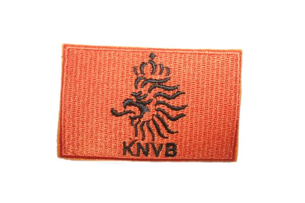 NETHERLANDS HOLLAND ORANGE KNVB LOGO FIFA SOCCER WORLD CUP SQUARE EMBROIDERED IRON ON PATCH CREST BADGE .. SIZE : 2" X 2.5" INCHES .. NEW