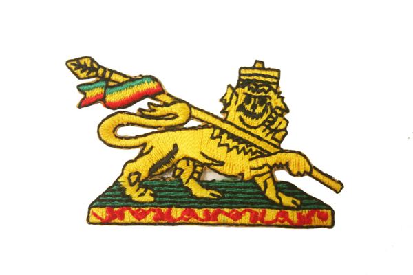 ETHIOPIA LION OF JUDAH EMBROIDERED IRON ON PATCH CREST BADGE .. SIZE : 2 1/2" x 1 1/2" INCHES .. NEW
