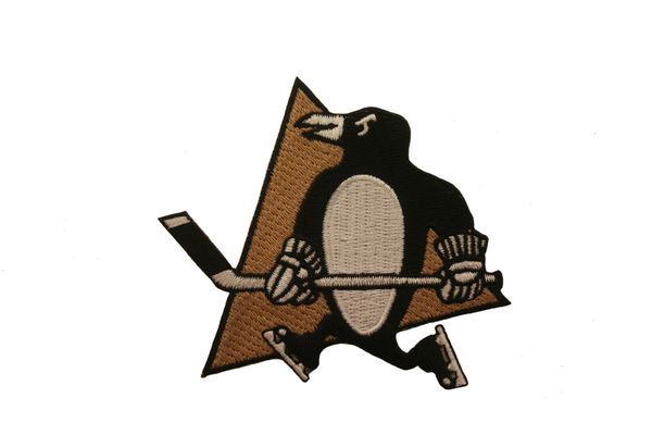 PITTSBURGH PENGUINS NHL LOGO EMBROIDERED IRON ON PATCH CREST BADGE .. SIZE : 3 1/2" x 3 1/4" INCHES .. NEW