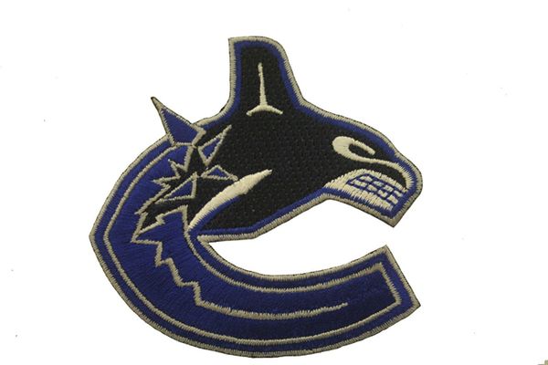 VANCOUVER CANUCKS NHL HOCKEY LOGO EMBROIDERED IRON ON PATCH CREST BADGE .. SIZE : 3" x 2.8" INCH