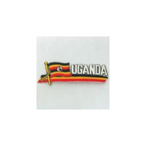 UGANDA COUNTRY FLAG SIDEKICK WORD IRON ON PATCH CREST BADGE
