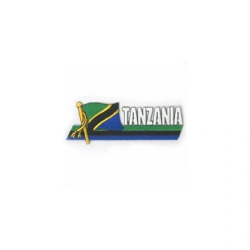 TANZANIA COUNTRY FLAG SIDEKICK WORD IRON ON PATCH CREST BADGE