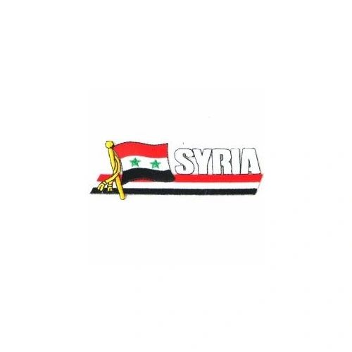 SYRIA COUNTRY FLAG SIDEKICK WORD IRON ON PATCH CREST BADGE