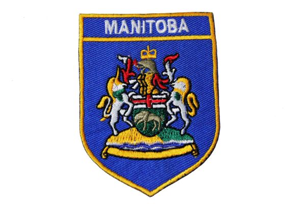 MANITOBA BLUE SHIELD CANADA PROVINCIAL FLAG IRON ON PATCH CREST BADGE