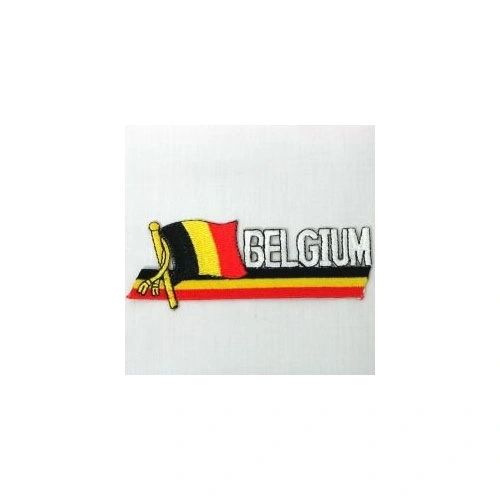 BELGIUM SIDEKICK WORD COUNTRY FLAG IRON ON PATCH CREST BADGE