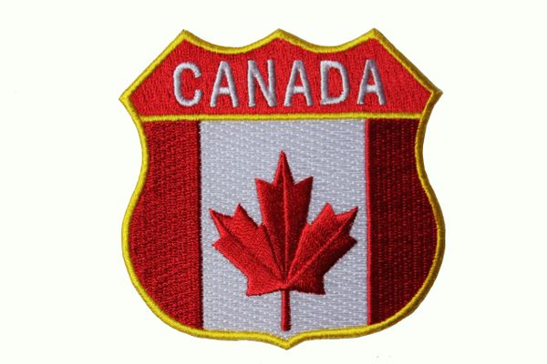 CANADA COUNTRY FLAG With TITLE POLICE Shield Shape IRON ON PATCH CREST BADGE