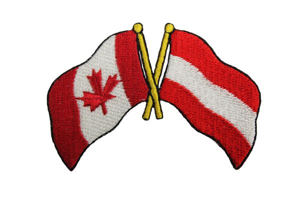 Canada & Austria Friendship Country Flags Embroidered Iron on Patch Crest Badge