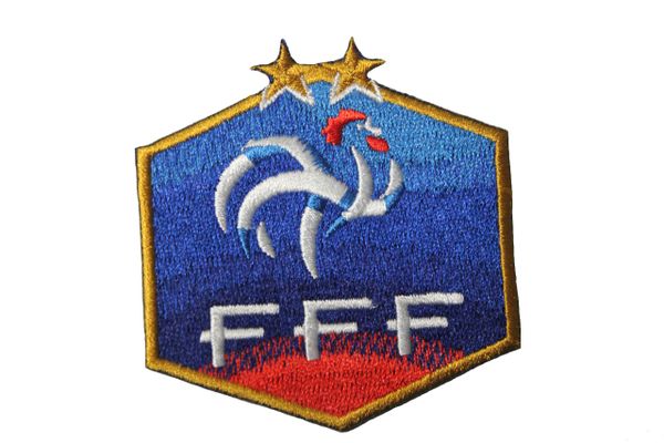 France FFF Logo FIFA World Cup 2 Stars Iron ON Patch Crest Badge 2 1/2" x 2 5/8" Inch New