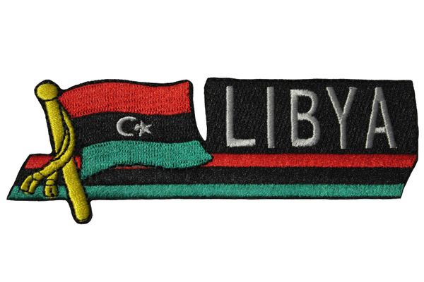 Libya Sidekick Country Flag Iron on Patch Crest Badge 1.5 X 4.5 Inches