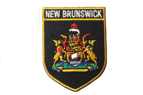 New Brunswick Black Shield Canada Provincial Flag Embroidered Iron on Patch Crest Badge.Size : 2 1/8" x 2 7/8" Inch. New