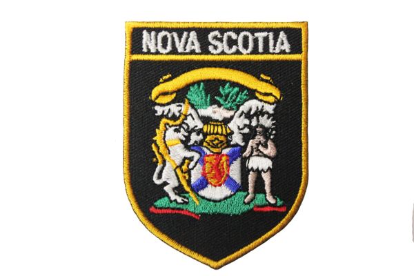 NOVA Scotia Black Shield Canada Provincial Flag Embroidered Iron on Patch Crest Badge.Size : 2 1/8" x 2 7/8" Inch. New