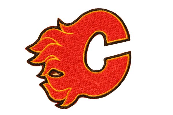 CALGARY FLAMES NHL HOCKEY Logo EMBROIDERED Iron - On PATCH CREST BADGE .. SIZE : 3" x 2.5" INCH