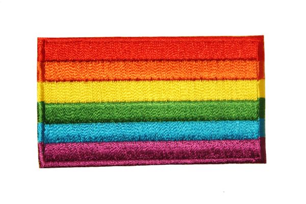GAY & LESBIAN RAINBOW PRIDE Flag Iron - On ON PATCH CREST BADGE .. 1.5 X 2.5 INCH .. New