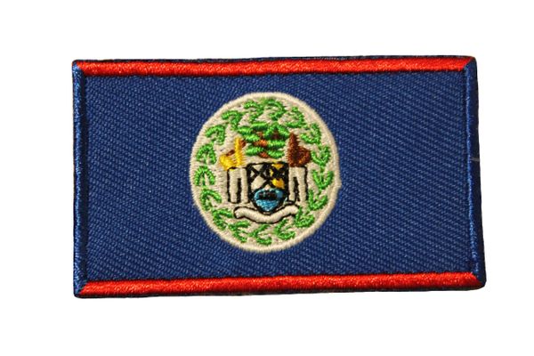 BELIZE COUNTRY FLAG IRON ON PATCH CREST BADGE .. Size : 1.5 X 2.5 INCH