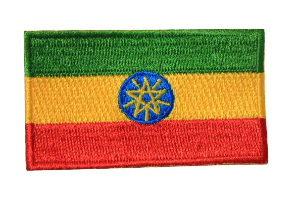 ETHIOPIA NEW NATIONAL COUNTRY FLAG IRON ON PATCH CREST BADGE .. 1.5 X 2.5 INCHES .. NEW