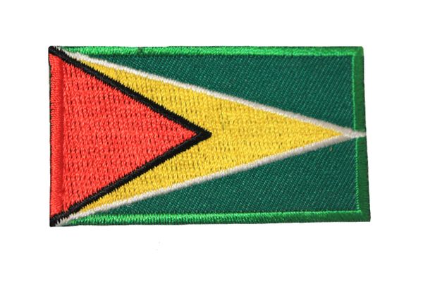 GUYANA NATIONAL COUNTRY FLAG IRON ON PATCH CREST BADGE ... 1.5 X 2.5 INCHES .. NEW