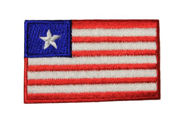 LIBERIA NATIONAL COUNTRY FLAG IRON ON PATCH CREST BADGE .. 1.5 X 2.5 INCHES .. NEW