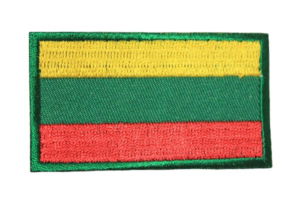 LITHUANIA NATIONAL COUNTRY FLAG IRON ON PATCH CREST BADGE .. 1.5 X 2.5 INCHES .. NEW