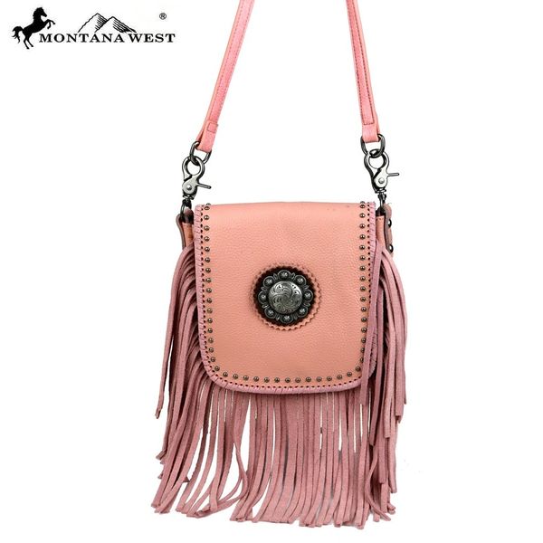 Cowhide Fringe Turq/Pink Concealed Carry Crossbody Purse