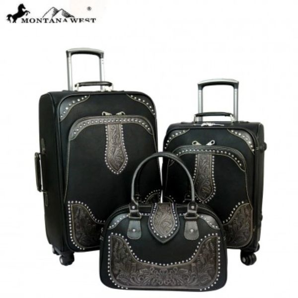 Western leather store luggage sets