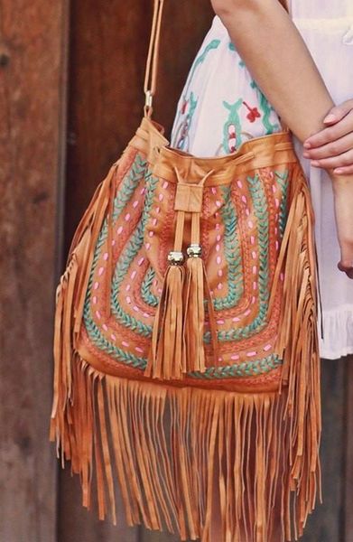 Multi Color Fringe Bucket Leather Bag | Montana West, American Bling ...