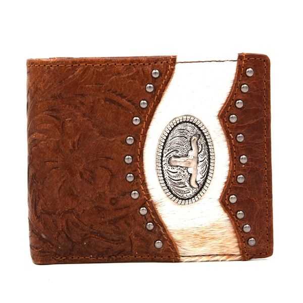 Steer Head Hair-on Cow Hide Leather Men's Wallet | Montana West ...