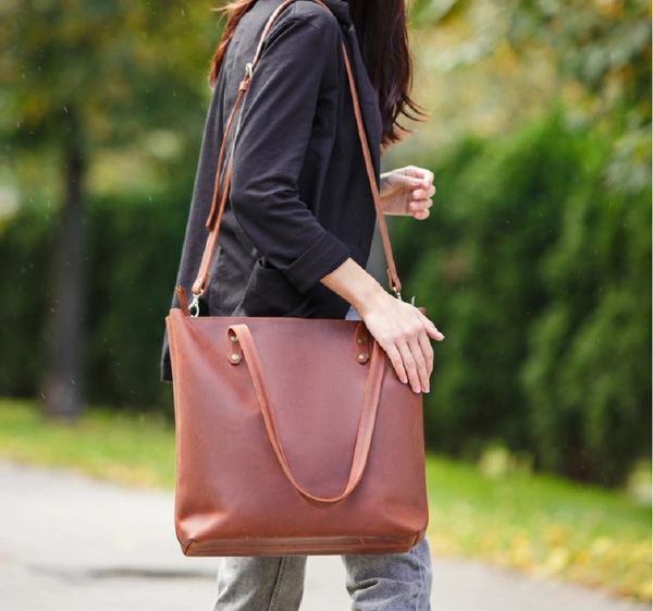 Large Copper Leather Tote Crossbody Purse | Montana West, American ...