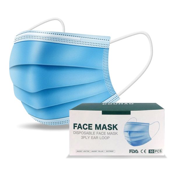 50 Protective Cover 3 Layer Disposable Face Masks | Montana West ...