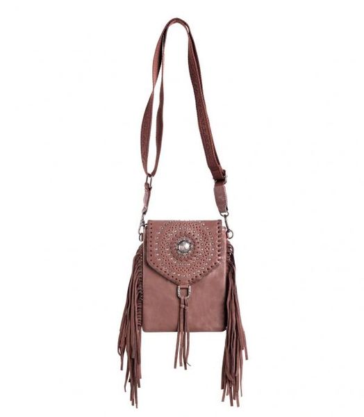 Coffee Fringe Leather Crossbody Purse Montana West, American Bling
