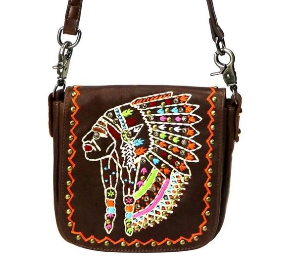 All Leather Native American Crossbody Bag