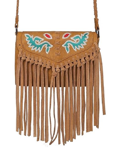 Wrangler Leather Tied Fringe Crossbody Purse | Montana West, American ...