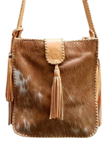 Wrangler Fringe Leather Purse Hair-on Hide Western Crossbody Bag