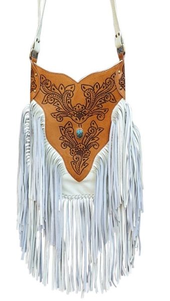 Bedazzled Fringe Leather Boho Bag