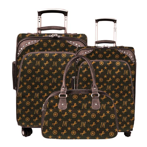 Indian Chief Native American Black Luggage Set Montana West, American Bling, Trinity Ranch