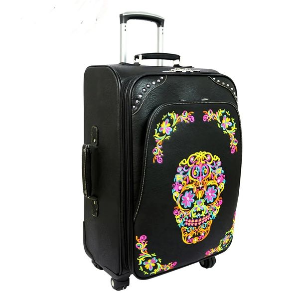 Black sugar store skull luggage