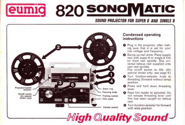 Instruction Manual: Eumig 820 Sonomatic Movie Projector