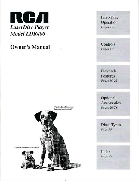 LDR-400 (RCA LASERDISC PLAYER OPERATOR'S MANUAL)
