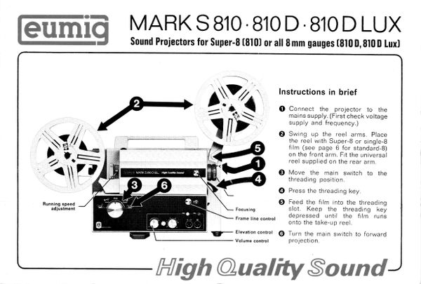 Instruction Manual: Eumig Mark S 810 - 810D - 810D LUX Projector