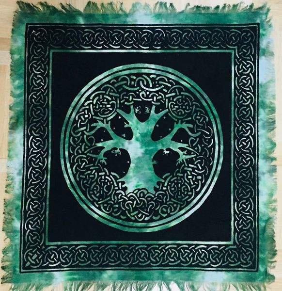 Spelled Altar Cloth - Protection, Recharging, Helps Bonding - 18x18 Tree Of Life Design