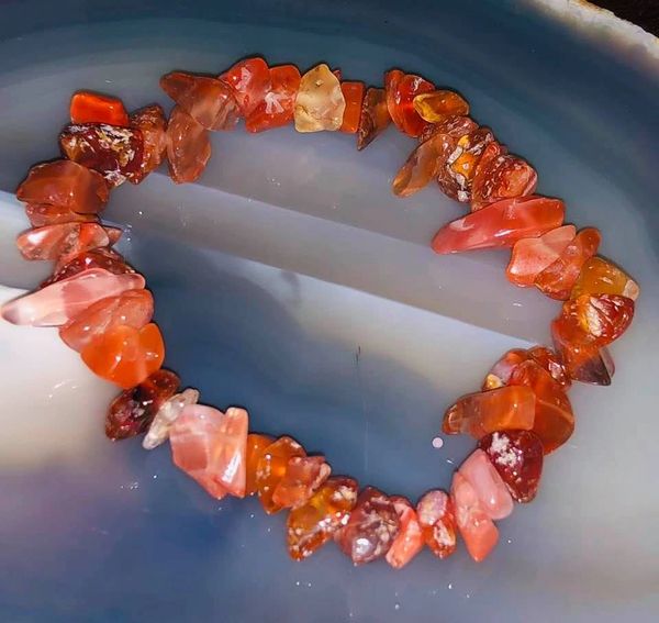 Psy Vampire Essence Spell - Possess Mind Powers, Sex Powers, Thought Control! Stunning Red Agate Stone Chip Bracelet