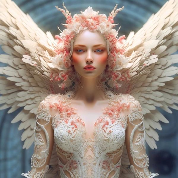 Stunning Female Throne Angel - Powerful Healer and Gifted Problem Solver! White Art Angelic Being Of Divine Magick
